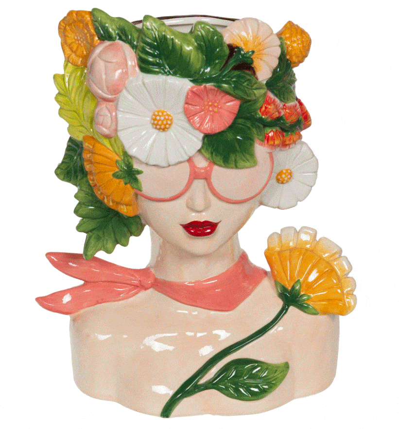 cache pot tete fleurie