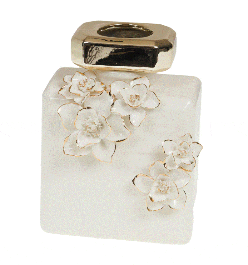 VASE FLEURS BLANC